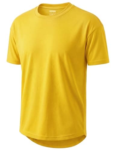 Image of TACVASEN Mens Plain T Shirts Crew Neck Short Sleeve Yellow T Shirt Basic Lightweight Soft UPF 50+ Tops for Men UK Yellow XL