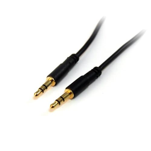 Image of StarTech.com 15 ft. (4.6 m) 3.5mm Audio Cable - 3.5mm Slim Audio Cable - Gold Plated Connectors - Male/Male - Aux Cable (MU15MMS)