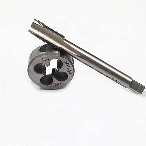 Image of Hunricho 5/16-24, 5/16-32, 5/16-36, 5/16-40 HSS Tap and Die Set， UNEF Machine Thread Tap and UNEF Round Thread Die Right Hand (5/16-40 UNS)