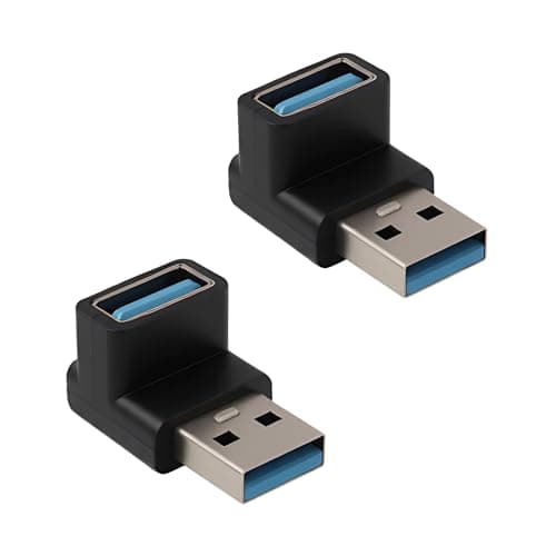 Image of kwinfei 2PCS USB 3.1 90 Degree Adapter, Right Angle USB A Male to Female Extension Coupler, 10Gbps Data Transfer and 3A Charging, USB-A OTG Adapter for Laptop, Keyboard, Hard Drive, Power Bank, PC