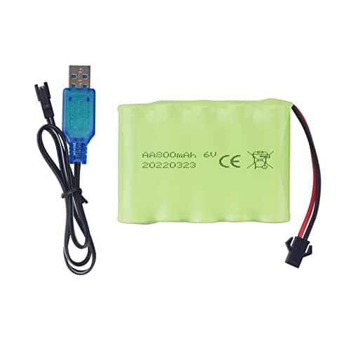 Image of 6.0V 800mAh Rechargeable RC Toy Car Battery SM2P Plug RC Truck Stunt Car Digger Toy Car Battery and USB Charging Cable