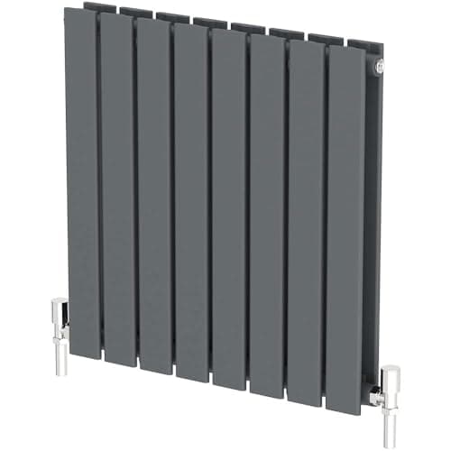 Image of Radiant Living Anthracite Horizontal Radiator 600 x 608mm – Double Flat Panel Designer Radiator, High Efficiency Modern Steel Heating for Living Room & Bathroom