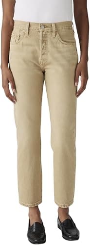 Image of Levi's Women's Jeans 501 Crop High Rise, Straight Fit, Beige (Scraped Travertineâ S), W29/L28