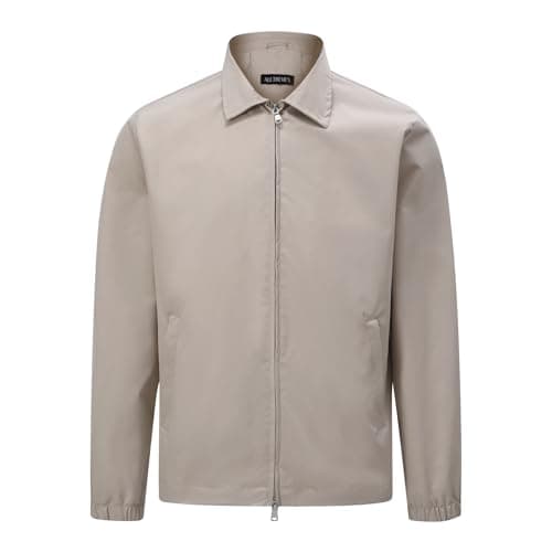 Image of Allthemen Men's Lightweight Smart Casual Jacket Cargo Sports Windbreaker Spring Autumn Coat Outdoor Loose Fit Beige XXL