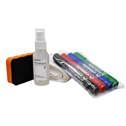 Image of Suremark Whiteboard Essentials Pack | 4 Markers, Magnetic Eraser, Cleaner & Conditioner, Cleaning Wipes | Perfect for Your Home, School or Office whiteboard