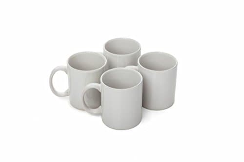 Image of Haden 4PC Stoneware Mug Set – White 12oz Mugs Set, Microwave Safe and Dishwasher Safe, Durable Stoneware Mugs, Perfect for Tea, Coffee, and Hot Beverages – Elegant White Mug Set of 4 for Kitchen