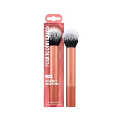 Image of Real Techniques Skin Tint Base Brush, Liquid Foundation Makeup Brush for Skin Tint & Tinted Moisturizer, Streak-Free Blending, UltraPlush Bristles, Cruelty-Free, 1 Count