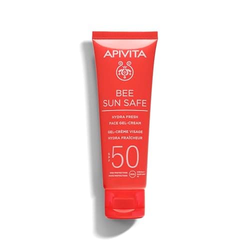 Image of Apivita Bee Sun Safe Hydra Fresh Face Gel Cream SPF 50 50ml - A Non Greasy Moisturizing Sun Cream with Propolis, Marine Algae & Hyaluronic Acid - UV Protection, IR & Blue Light Protection