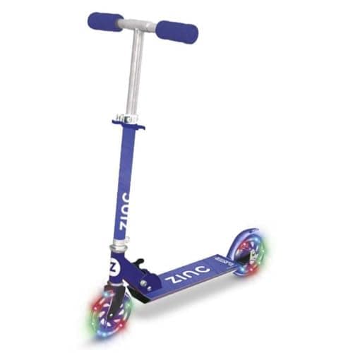 Image of Zinc 2 Wheeled Twister Light Up Scooter Folding Inline Scooter with Light Up LED Wheels, Adjustable Height, Blue