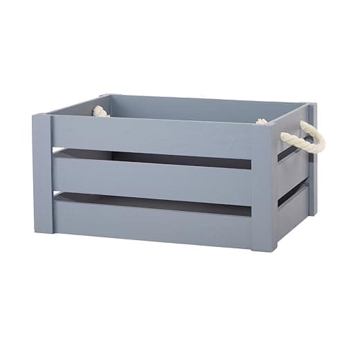 Image of Wickerfield Grey Rope Handle Wooden Crates Storage Box Wooden Display Shelves Christmas Eve Box Wedding Decoration Gift Box (Medium)