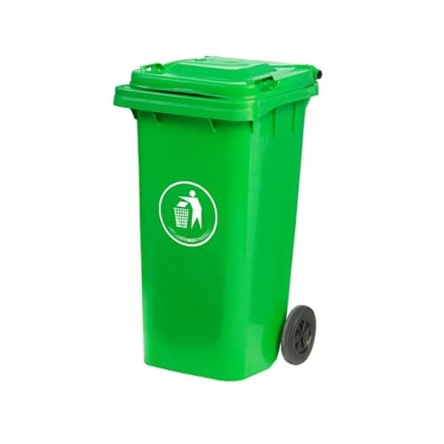 Image of DUAS Outdoor Wheelie Bin Trash Can Large 100L & 120L EN840 Certified Rubbish Waste Dustbin with Lid, Rubber Wheels, and Steel Axle – Durable for Home Workplace and Commercial Use (Green, 120L)