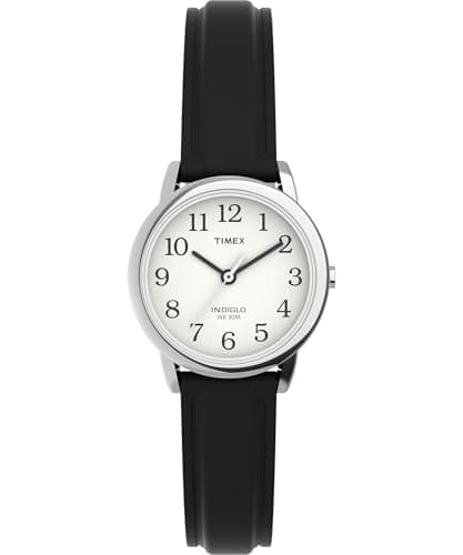 Image of Timex Ladies Watch with White Dial and Black Leather Strap - T20441D7