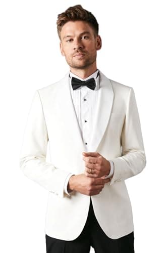 Image of Burton White Slim Fit Shawl Collar Tuxedo Jacket, 38S, White