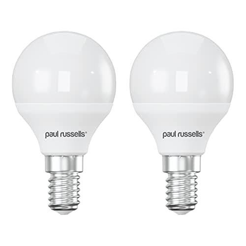Image of paul russells LED Light Small Edison Screw E14, 60w Equivalent, 6.5W 806LM LED Bulbs, 6500K Bright Daylight, Mini Globe Frosted G45 SES Golf Ball Energy Saving (Not Dimmable) Lightbulbs, 2 Pack