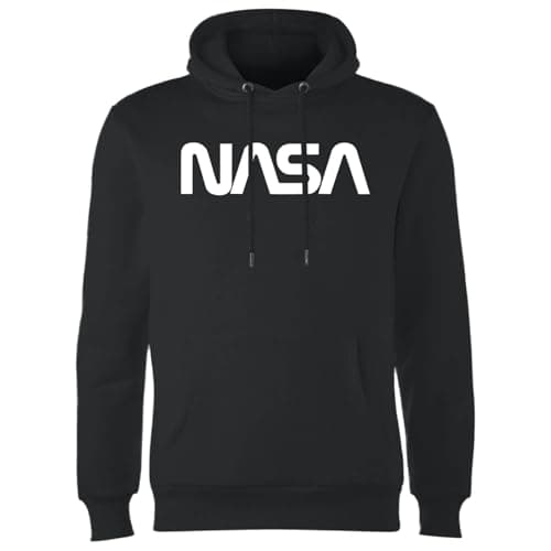 Image of Zavvi Official NASA Worm White Logotype Hoodie Adults - Black - S