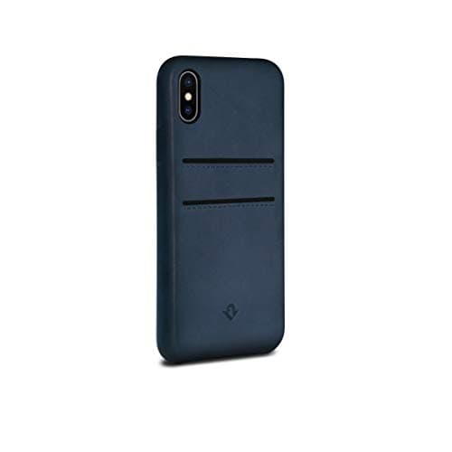 Image of Twelve South Relaxed Leather Case for iPhone X/Xs | Hand Burnished Leather Wallet Shell (indigo)
