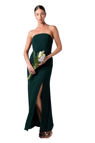 Image of Coast Bandeau Cowl Back Crepe Maxi Bridesmaid Dress, 16, Emerald