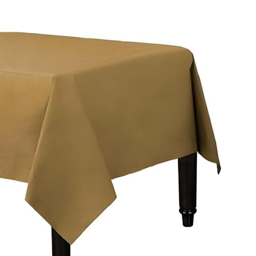 Image of Karrma Ltd. 4 x Gold Paper Table Cloth 90 x 90cm Disposable Table Cover For All Occasions Baby Shower, Wedding, Birthday, Christmas, Halloween, Easter Party Decorations