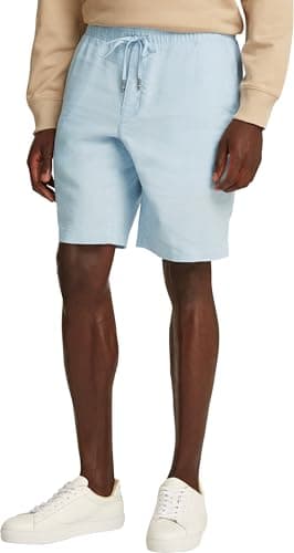 Image of Tommy Hilfiger Men's Harlem PO Linen Short MW0MW37804 Chino Shorts, Blue, 30W