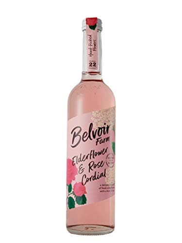Image of Belvoir Farm Elderflower & Rose Cordial - Hand Picked Elderflowers & Rose Petal Extract | Traditional Family Recipe | 100% Natural Ingredients | Suitable for Vegetarians & Vegans - 6 x 500ml Bottles
