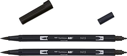 Image of Tombow Abt Dual Brush Pen N15 Black Pack of 2