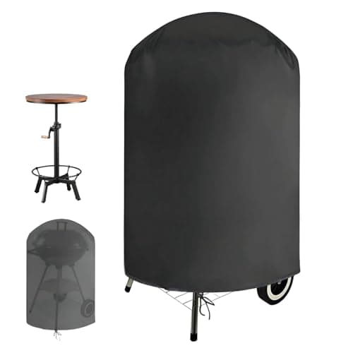 Image of Hohong Kettle BBQ Cover for Weber, 70×96cm Round Barbecue Cover Waterproof, 420D Outdoor Round Grill Covers, Circular Covers with Drawstring for All Weather-Black