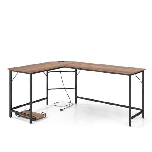 Image of SFAREST Computer Desk, 168 x 125 x 75cm L-Shaped Corner Desk with Removable CPU Stand, Wooden PC Laptop Study Writing Workstation for Home Office (Natural)