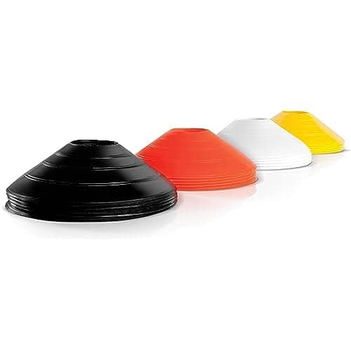 Image of SKLZ Agility Cones – Enhance Speed & Footwork with 20 Durable 5cm Training Cones – High-Visibility Yellow, Black, White, Orange – Includes Convenient Carry Rack for Easy Storage & Transport
