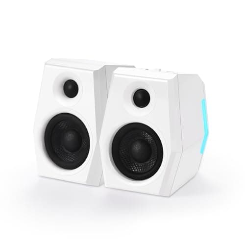 Image of Sanyun SW209 36W Gaming Speakers with 3D Spatial Sound Positioning Algorithm, 24bit USB DAC, Bluetooth 5.2, RGB 2.0 Desktop Speakers for PC, PS5, Laptop (Game/Movie/Music, White)
