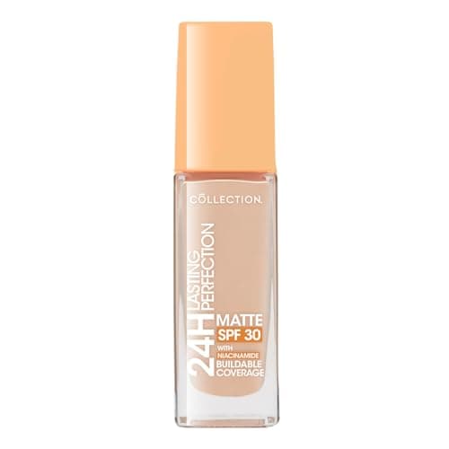 Image of Collection Cosmetics Lasting Perfection Matte Foundation, Full Coverage, Anti-Ageing Effect, 24 Hour Wear, SPF 30, Contains Niacinamide, 27ml, Ivory Neutral