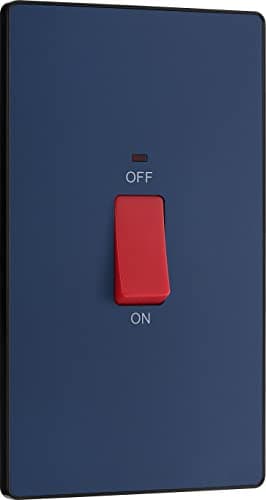 Image of BG Electrical Large Cooker Control Switch Unit with LED Power Indicator, Double Plate, Double Pole, Screwless Front Plate, Evolve, Matt Blue, 45A, PCDDB72B