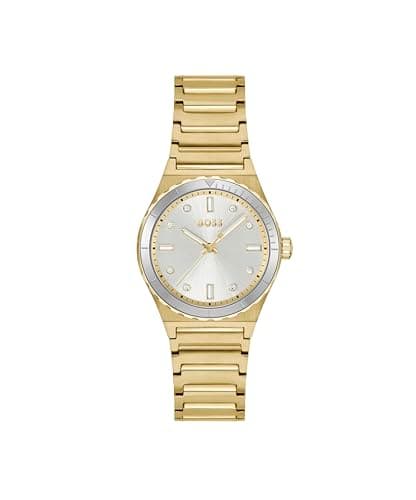 Image of BOSS Three Hand Quartz Movement Watch for Women Candor Ladies Sport Collection with Light Yellow Gold Stainless Steel Bracelet - 1502789