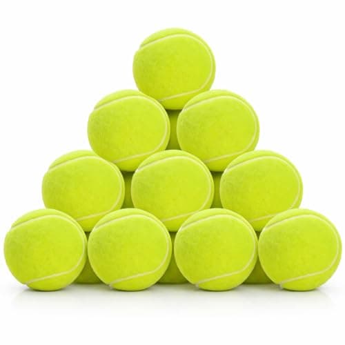 Image of ACCURATE Durable Sport Play Tennis Cricket Dog Toy Ball with Mesh Carrying Bag, Sturdy & Durable, Great For Lessons, Practice, Throwing Machines Adults Children Exercise Pets (12 PK)