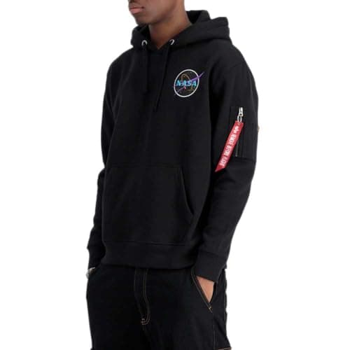 Image of Alpha Industries Space Shuttle Hoody Hooded Sweat for Men Black/Neon Purple