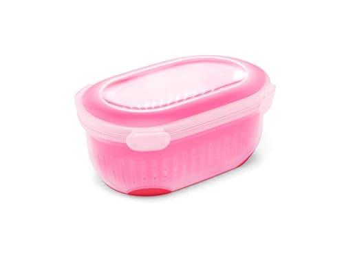 Image of Addis 517626 Clip & Go Berry Salad 3 in 1 Lunch Fresh Food Box in Cherry Red, 14 x 20.5 x 9 cm