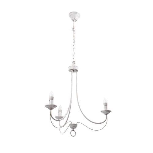 Image of TEKLED Gold Brushed White Rice Metal Arm Candle Ceiling Chandelier Light | E14 Fitting | Modern Minimalist Design | for Living Rooms Dining Halls Hallways Foyers | 3 Candle (Bulb not Included)