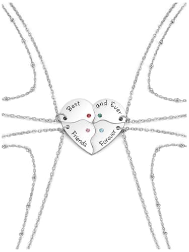 Image of PiercingJak 4 PCS Puzzle Piece Friendship Necklaces Stainless Steel Best Friends Forever BFF Necklaces Matching Heart Puzzle Piece Pendant Family Friendship Jewelry for Women Sister