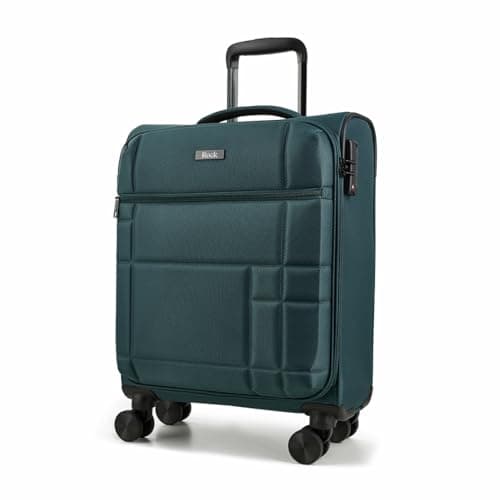 Image of Rock Tokyo Small Soft Shell Suitcase in Green - Lightweight & Streamlined Design, 360 Swivel-Wheels & TSA Combination Lock - 55x40x20cm 33L Capacity