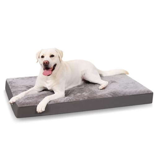 Image of KSIIA Extra Large Dog Bed Washable, XXL Orthopedic Dog Crate Beds with Waterproof Removable Cover, Big Flat Dog Mattress Non skid Bottom, Pet Beds for Dogs, Grey, 119x73x9cm