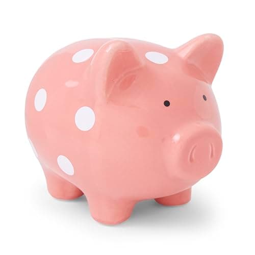 Image of Mousehouse Gifts - Large Spotty Pig Piggy Bank Money Box for Girls, Children & Adults - Pink Grey and Blue (Pink)