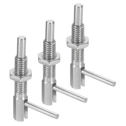 Image of sourcing map 3Pcs Retractable Indexing Plunger Pin, M6 l Spring Plunger Stainless Steel Spring Loaded Latch Telescopic Locking Pin with Nut for Machinery Shipbuilding