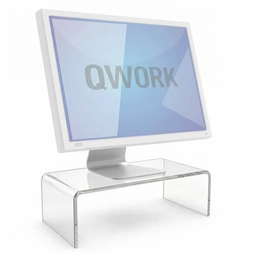 Image of QWORK® Monitor Stand , Acrylic Laptop Stand , Acrylic Shelves , 30 x 15 x 10 cm , For Pc Computer Monitor , Laptop