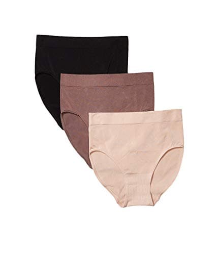 Image of Wacoal Women's B Smooth Brief Panty 3 Pack, Rose Dust, Deep Taupe, Black, XL