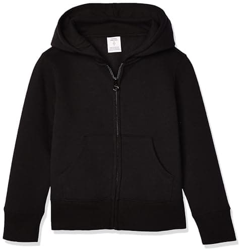 Image of Amazon Essentials Girls' Fleece Zip-Up Hoodie Sweatshirt, Black, 4 Years