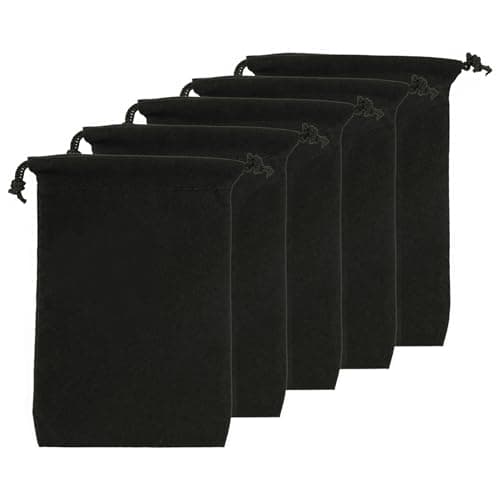 Image of 5PCS Black Velvet Jewellery Pouches with Drawstring 10x15cm, Soft Small Gift Bags for Jewellery, Rings, Earrings, Packaging, Wedding Favour Bags, Storage Pouch for Small Items