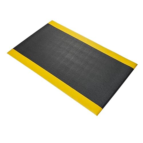 Image of Premium Rubber Anti-Fatigue Mat Industrial & Commercial Cushioned Comfort Mats for Standing Workstations, Kitchens & Packing Stations – Insulated & Fire-Safety Certified (Black/Yellow, 90x60cm)
