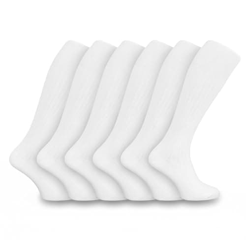 Image of Undercover 6 Pairs Mens Long Hose 100% Cotton Socks White