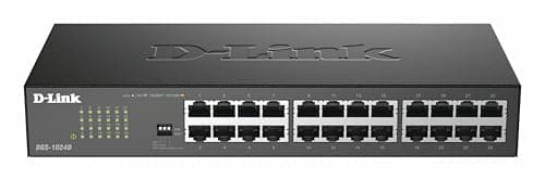 Image of D-Link DGS-1024D/B 24‑Port Gigabit Unmanaged Desktop Switch, Hub, Internet Splitter, Metal, Fanless, Plug and Play - UK Model black DGS-1024D/B
