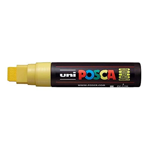 Image of Uni Posca Marker PC-17K Paint Glass Pen Broad Chisel Tip 15mm Yellow