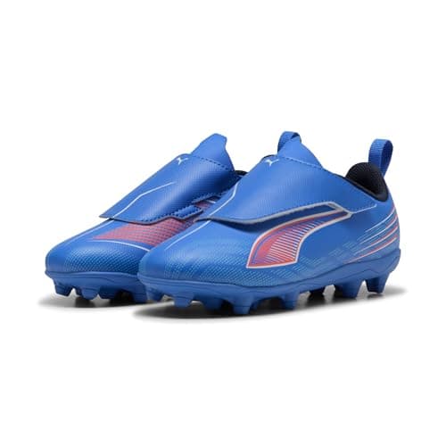 Image of PUMA Ultra 6 Play V FG/AG RB Jr Soccer Shoe Unisex Kids, Ultra Blue-PUMA White-Glowing Red, 8
